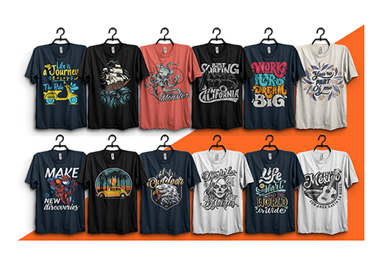 illustrate creative trendy custom and typography t shirt design