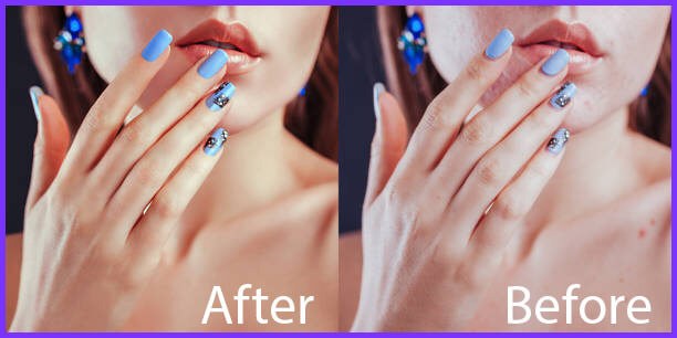 Portrait image retouching before and after